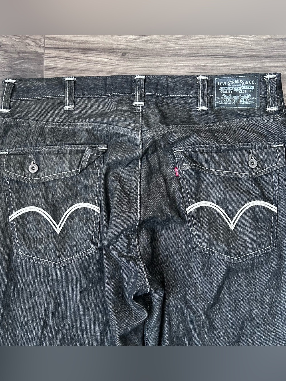 Vintage Levis 569 Jeans Men's 40x32 Black Gray Loose Straight Baggy Skater 2000s